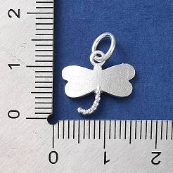 スターリングシルバーの昆虫チャーム925個  丸カン付き  シルバーカラー  トンボ  12.5x14x2mm  穴：3.8mm&nbsp;STER-E071-05S-04