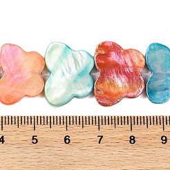 天然淡水シェルビーズ連売り  染め  ABカラー  蝶  ミックスカラー  14.5~15.5x19~20.5x2~3mm  穴：0.7mm  約25・26本/連  12.80''（32.5~34センチメートル）&nbsp;BSHE-S304-01