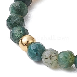 5Pcs Natural Green Aventurine & Moss Agate & TaiWan Jade & Ruby in Zoisite & Synthetic Green Goldstone Beads Stretch Rings&nbsp;RJEW-JR00815