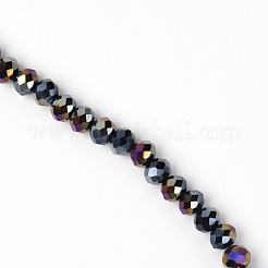 ガラスファセットビーズ連売り  フラットラウンド  ブラック  6x5mm  穴：1mm  約90個/連  16.54''（42センチメートル）&nbsp;GLAA-WH0025-62C-01