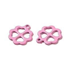 スプレー塗装された201ステンレススチールチャーム  クローバーチャーム  ミックスカラー  12x11x1mm  穴：1.2mm&nbsp;STAS-G304-24