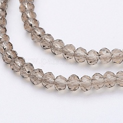 透明ガラスビーズ連売り  多面カット  ロンデル  グレー  2.9~3.3x2mm  穴：0.5mm  約135~140個/連  32~34cm&nbsp;GLAA-R135-2mm-15