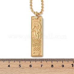 304 Stainless Steel Clear Cubic Zirconia Rectangle Constellation Pendant Necklaces for Women Men&nbsp;NJEW-S435-01G-K