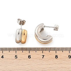 304ステンレススチールツートンスタッドピアス  イオンプレーティング（ip）  ゴールドカラー  15.5x8.5mm&nbsp;EJEW-M070-16G