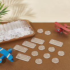 100個 2スタイル PC プラスチックアクションフィギュアディスプレイ台座  フラットラウンド矩形  透明  3.3x6.55x0.58cmと3.15x0.58cm  1個/スタイル&nbsp;ODIS-NB0001-66A