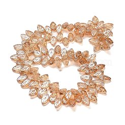 電気メッキガラスビーズセット  葉  桃パフ  11x7x4mm  穴：0.8mm  約100個/連  23.15~23.50''（58.8~59.7センチメートル）&nbsp;EGLA-B004-02A-PL02