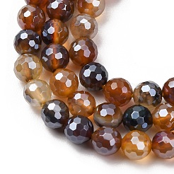 Electroplated Natural Agate Beads Strands&nbsp;G-B191-A07-6mm-13