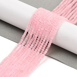 天然石ローズクォーツビーズ連売り  多面カット  ロンデル  3x2mm  穴：0.5mm  約189~191個/連  15.35''（39センチメートル）&nbsp;G-ONLY-T-B03-01A