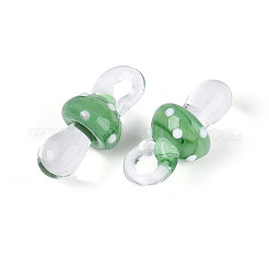 手作りランプワークペンダント  キノコ  ダークシーグリーン  25~28x12~13x12~13mm  穴：3~5x3~5mm&nbsp;LAMP-T021-14L