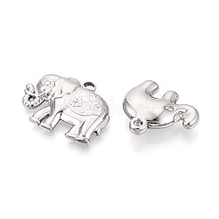 304ステンレススチールペンダント5個  象のチャーム  ステンレス鋼色  12~28x15~25x3~5mm  穴：1.6~2.5mm&nbsp;STAS-T075-18P