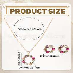 リース合金ラインストーンペンダントネックレス＆スタッドピアスセット  カラフル  ネックレス: 425mm;イヤリング：17mm&nbsp;SJEW-LP0001-56A