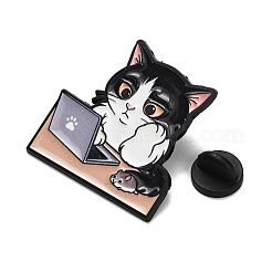 Tired Working Cat with Mouse Enamel Pins&nbsp;JEWB-K040-11EB