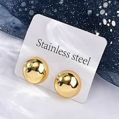半円形 304 ステンレススチール スタッド イヤリング  ゴールドカラー  22mm&nbsp;EJEW-A125-80G-G