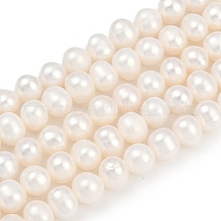 天然養殖淡水パールビーズ連売り  ポテト  グレード5a++  貝殻色  7~8mm  穴：0.7mm  約54~55個/連  14.09~14.37インチ（35.8~36.5cm）&nbsp;PEAR-I007-07X-02A