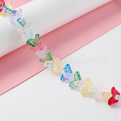 透明なガラスビーズ連  蝶  ミックスカラー  8x15x4.5mm  穴：1mm  約60個/連  13.78~14.17インチ（32cm〜35cm）&nbsp;GLAA-K002-02K