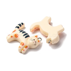 不透明樹脂ペンダント  猫  プラチナ鉄ループ付き  ミックスカラー  23.5x29.5x8.5mm  穴：1.8mm&nbsp;RESI-B034-01