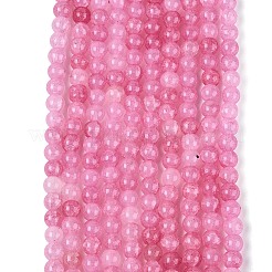 オンブレ効果の染色クラックルガラスビーズ連売り  天然石風  ラウンド  ショッキングピンク  6~6.5mm  穴：0.8~1mm  約138~146個/連  29.92~31.89インチ（76~81cm）&nbsp;GLAA-Q106-01A-B08