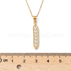 304 Stainless Steel Micro Pave Clear Cubic Zirconia Pea Pendant Necklaces for Women&nbsp;NJEW-U045-02G