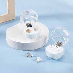 透明なプラスチックリングボックス  アクセサリー箱  ホワイト  3.8x3.8x3.8cm&nbsp;OBOX-CA0001-001B