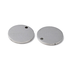 変色しない304ステンレススチールペンダント  空白タグのスタンプ  フラットラウンドのチャーム  ステンレス鋼色  15x1.3mm  穴：1.6mm&nbsp;STAS-Q308-09J-P