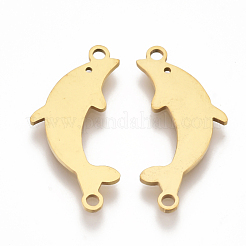 201 ステンレススチールリンクコネクター  レーザーカットリンク  イルカ  ゴールドカラー  24.5x12x1mm  穴：1.6mm&nbsp;STAS-T044-20G