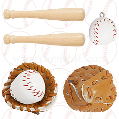 CutHollow 2Pcs PU Leather Baseball Glove & 2Pcs Baseball & 2Pcs Wooden Baseball Bat Sets&nbsp;DJEW-CL0001-01