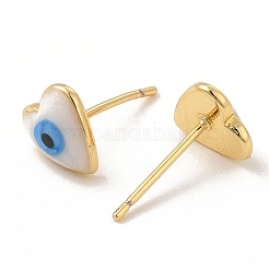 Enamel Heart with Evil Eye Stud Earrings&nbsp;EJEW-E274-02G-07