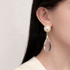 Brass & Imitation Pearl Round Stud Earrings&nbsp;WG00083-01