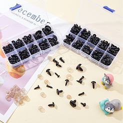プラスチック人形の目と鼻のクラフト  プラスチックワッシャー付き  半円  人形作り用品  ブラック  409個/袋&nbsp;DOLL-PH0001-14