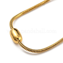 Ion Plating(IP) 304 Stainless Steel Round Snake Chain Bracelet with Oval Beaded&nbsp;BJEW-E088-03G