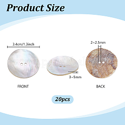 20Pcs 2-Hole Natural Shell Buttons&nbsp;BUTT-PH0001-75