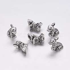 Tibetan Style Alloy Puppy Pendants&nbsp;TIBEP-19683-AS-NR