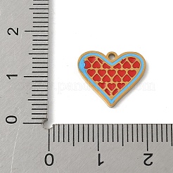 304ステンレススチールエナメルチャーム  18KGP本金メッキ  ハートチャーム  ライトスカイブルー  12x14x1mm  穴：1.2mm&nbsp;LS-STAS-P388-19H-G