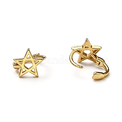 真鍮huggieフープピアス  中空星のリング  18KGP本金メッキ  10x2mm  ピン：1mm&nbsp;EJEW-H121-09G
