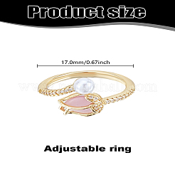 1Pc Minimalist Pearl and Micro Pave Diamond Open Ring for Women&nbsp;RJEW-LP0008-20