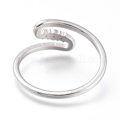 304ステンレススチール指輪  クリアキュービックジルコニア  ステンレス鋼色  USサイズ7  内径：17mm&nbsp;RJEW-F110-12P-7