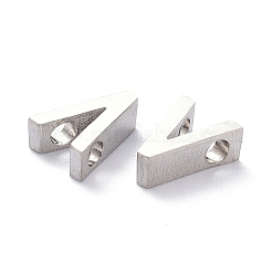 変色しにくい304ステンレススチールチャーム  アルファベット  ステンレス鋼色  文字.v  8x5.5x3mm  穴：1.8mm&nbsp;STAS-K216-41V-P