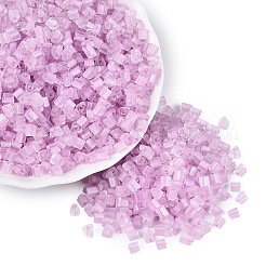 FgbグレードAフロストガラスシードビーズ  三角形  暗闇で光る  中央染め  スミレ  3.5x3.5x3.5mm  穴：1.2~1.4mm  約7500個/ポンド&nbsp;SEED-Q040-04A-06