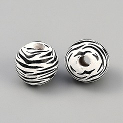 Zebra Skin Print Wood European Beads&nbsp;WOOD-WH0029-126B
