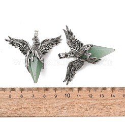 天然石グリーンアベンチュリンペンダント  合金のパーツと  鳥  47x53x19mm  穴：6x4mm&nbsp;GG-C001-02H