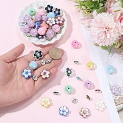 DIYビーズキット  アクリルビーズ入り  真鍮製ラインストーンスペーサービーズ  ミックスカラー  10~19x10~20x4~15mm  穴：2~3mm  100pc&nbsp;DIY-BM0001-99