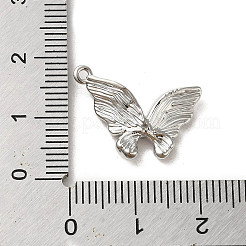 真鍮製マイクロパヴェキュービックジルコニアペンダント  蝶  プラチナ  19.5x14~15x3.5mm  穴：1.2mm&nbsp;LS-KK-C043-07P