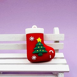 クリスマス pvc プラスチック ペンダント  クリスマスソックス  44x35x19mm  穴：2mm&nbsp;KY-D018-01B