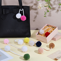 7Pcs 7 Colors Polyester Two Tone Pompom Ball Pendant Decorations&nbsp;HJEW-PH0001-90