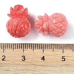 合成貝で染めた彫刻フルーツビーズ  パイナップル  ライトコーラル  16x12x12mm  穴：1.6mm&nbsp;SHEL-C007-01A