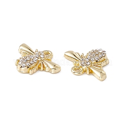 ラックメッキ合金ペンダント  クリスタルラインストーン付き  ミツバチのチャーム  ライトゴールド  13x16x3mm  穴：1.5mm&nbsp;FIND-B013-02LG