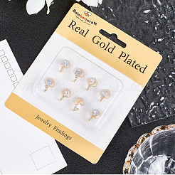 12Pcs 6 Styles Brass Micro Pave Clear Cubic Zirconia Ear Cuff Findings&nbsp;KK-BBC0022-22