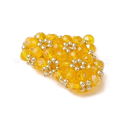 シードビーズ ビーズチャーム  ハートペンダント  ゴールド  25x33x8.5mm  穴：4mm&nbsp;PALLOY-MZ00341-01