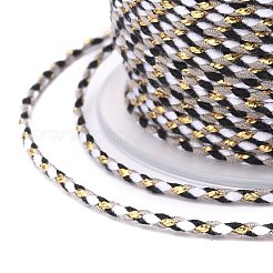 メタリック糸を使用した4本撚りポリコットンコード  手作りマクラメ綿ロープ  ひも壁掛け用植物ハンガー  ブラック  1.5mm  約21.8ヤード（20m）/ロール&nbsp;OCOR-Z003-C08