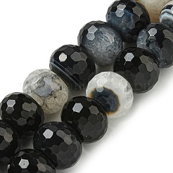 天然な瑪瑙クリスタルビーズ連売り  多面カット  ロンデル  染め＆加熱  16x12mm  穴：1.6mm  約33個/連  15.55''（39.5センチメートル）&nbsp;G-P546-B02-02